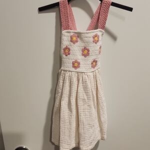 Kensie Pink and Cream Sundress Sleeveless Square Neck